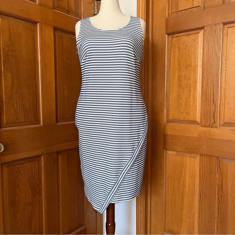 Eloquii Striped Sleeveless Dress - Blue and White